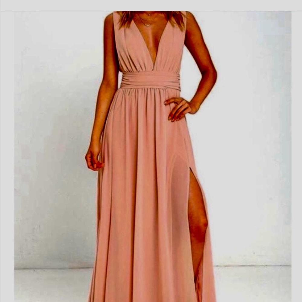 Lulus Heavenly Huse Elegant light peach Evening Gown